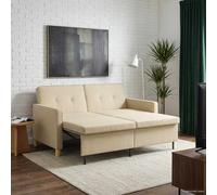 vidaXL Sofá cama desplegable Crema Tela