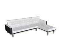 Sofá Cama En Forma De L Cuero Sintético Blanco dimensiones (con El Reposapiés Delantero): 218 X 158 X 69 Cm Vidaxl