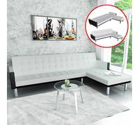Sofá Cama En Forma De L Cuero Sintético Blanco dimensiones (con El Reposapiés Delantero): 218 X 158 X 69 Cm Vidaxl