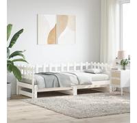 vidaXL Sofá cama extraíble, somier de invitados, madera maciza pino blanco 2x(90x200) cm