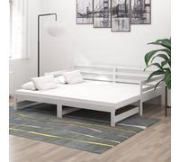 vidaXL Sofá cama extraíble madera maciza de pino blanco 2x(90x200) cm