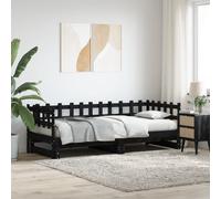 vidaXL Sofá cama extraíble madera maciza de pino negro 2x(80x200) cm