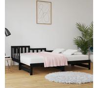 vidaXL Sofá cama extraíble madera maciza de pino negro 2x(80x200) cm