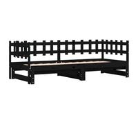 vidaXL Sofá cama extraíble madera maciza de pino negro 2x(90x200) cm