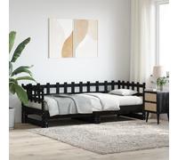 vidaXL Sofá Cama extraíble Madera Maciza de Pino Negro 2X(90x200) cm