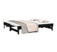 vidaXL Sofá Cama Extraíble para Invitados Plegable Mobiliario Mueble Multiusos Salón Sala de Estar Madera Maciza de Pino Negro 2X(75x190) cm