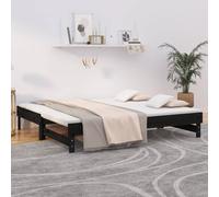 vidaXL Sofá cama extraíble sin colchón negro 2x(90x190) cm