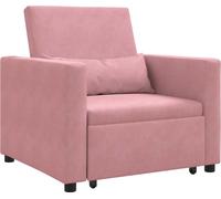 vidaXL: Sofá cama individual convertible con ruedas, color rosa claro, tapizado en terciopelo