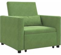 vidaXL Sofá cama individual convertible con ruedas, color verde claro, tapizado en terciopelo