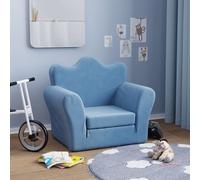 vidaXL Sofá cama infantil felpa suave azul
