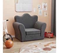 vidaXL Sofá cama infantil felpa suave gris antracita