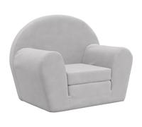 vidaXL Sofá Cama Infantil, Sillón con Reposabrazos, Mini Sofá para Niños, Sofá Cama para Dormitorio Sala de Juegos, Felpa Suave Gris Claro