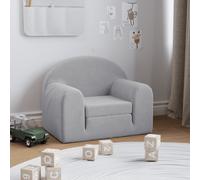 vidaXL Sofá Cama Infantil, Sillón con Respaldo Reposabrazos, Mini Sofá para Niños, Asiento para Dormitorio Sala de Juegos, Felpa Suave Gris Claro
