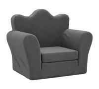 vidaXL Sofá Cama Infantil, Sillón con Reposabrazos, Mini Sofá para Niños, Sofá Cama para Dormitorio Sala de Juegos, Felpa Suave Gris Antracita