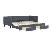 vidaXL Sofá Cama Nido con Cajones, Diván Extensible, Cama Extraíble de Invitados, Sofá Cama para Salón Dormitorio, Terciopelo Gris Oscuro 90x200 cm