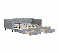 vidaXL Sofá Cama Nido con Cajones, Diván Tapizado Extensible, Cama Extraíble de Invitados, Mueble para Salón Dormitorio, Tela Gris Claro 90x190 cm