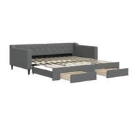 vidaXL Sofá Cama Nido con Cajones, Diván Tapizado Extensible, Cama Extraíble de Invitados, Mueble para Salón Dormitorio, Tela Gris Oscuro 100x200 cm