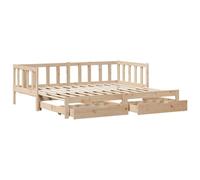 vidaXL Sofá Cama Nido con cajones Madera Maciza de Pino 80x200 cm, diván con Nido, sofá Cama, sofá diván, divanes con Nido, Cama de Invitados
