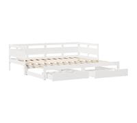 vidaXL Sofá Cama Nido con cajones Madera Maciza Pino Blanca 90x200 cm, sofá Cama, Cama de Pijamas, sofá Cama con almacenaje, Cama de Invitados