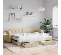 vidaXL Sofá cama nido con cajones tela color crema 90x200 cm