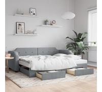 vidaXL Sofá cama nido con cajones tela gris claro 100x190 cm