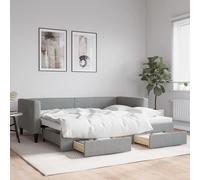 vidaXL Sofá cama nido con cajones tela gris claro 100x190 cm