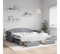 vidaXL Sofá cama nido con cajones tela gris claro 100x190 cm