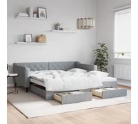 vidaXL Sofá cama con cajones nido 100x190 cm tela gris claro