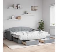 vidaXL Sofá cama nido con cajones tela gris claro 100x190 cm