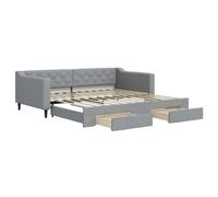 vidaXL Sofá cama nido con cajones, diván tapizado extensible, tela gris claro 100x200 cm