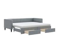 vidaXL Sofá cama nido Diván tapizado extensible con cajones Tela gris claro 80x200 cm