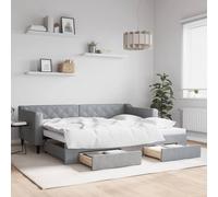 vidaXL Sofá cama nido con cajones tela gris claro 90x200 cm