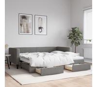 vidaXL Sofá cama nido con cajones tela gris oscuro 100x190 cm