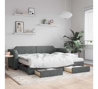 vidaXL Sofá cama nido con cajones tela gris oscuro 100x200 cm