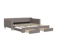 vidaXL Sofá cama nido con cajones diván tapizado extensible cama extraíble tela gris taupe 100x200 cm