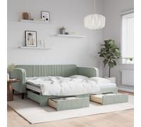 vidaXL Sofá cama nido con cajones terciopelo gris claro 100x190 cm