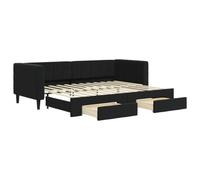 vidaXL Sofá cama nido con cajones, diván extensible, cama extraíble, terciopelo negro 80x200 cm