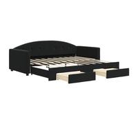 vidaXL Sofá cama nido con cajones, diván extensible, cama extraíble, terciopelo negro 90x190 cm
