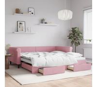 vidaXL Sofá cama nido con cajones terciopelo rosa 100x200 cm