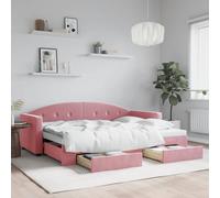 vidaXL Sofá cama nido con cajones terciopelo rosa 80x200 cm