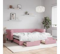 vidaXL Sofá cama nido con cajones terciopelo rosa 90x200 cm