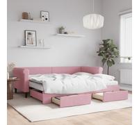 vidaXL Sofá cama nido con cajones terciopelo rosa 90x200 cm