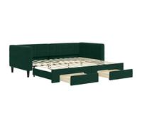vidaXL Sofá cama nido con cajones terciopelo verde oscuro 90x200 cm