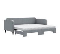 vidaXL Sofá Cama Nido con Colchón, Diván Extensible, Cama Extraíble de Invitados, Sofá Cama para Salón Dormitorio, Tela Gris Claro 90x200 cm