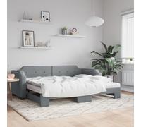 vidaXL Sofá cama nido con colchón tela gris claro 90x200 cm