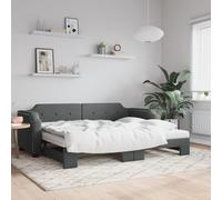 vidaXL Sofá cama nido con colchón tela gris oscuro 100x200 cm
