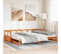 vidaXL Sofá cama nido con colchones madera maciza pino marrón 80x200cm