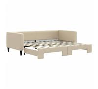 vidaXL Sofá Cama Nido, Diván Tapizado Extensible, Cama Extraíble de Invitados, Mueble para Salón Dormitorio Hogar, Tela Crema 90x200 cm