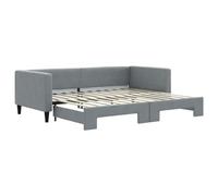 vidaXL Sofá Cama Nido, Diván Tapizado Extensible, Cama Extraíble de Invitados, Mueble para Salón Dormitorio Hogar, Tela Gris Claro 90x200 cm