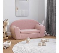 vidaXL Sofá cama para niños de 2 plazas felpa suave rosa
